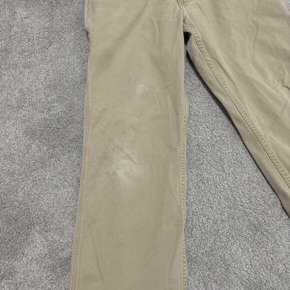 Carhartt Relaxed Fit Pants Khaki Canvas Workwear 34x32 Distressed - Picture 2 of 9